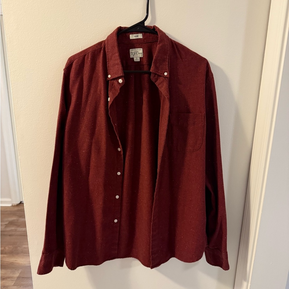 J. Crew Burgundy Slim Button-Up Shirt L